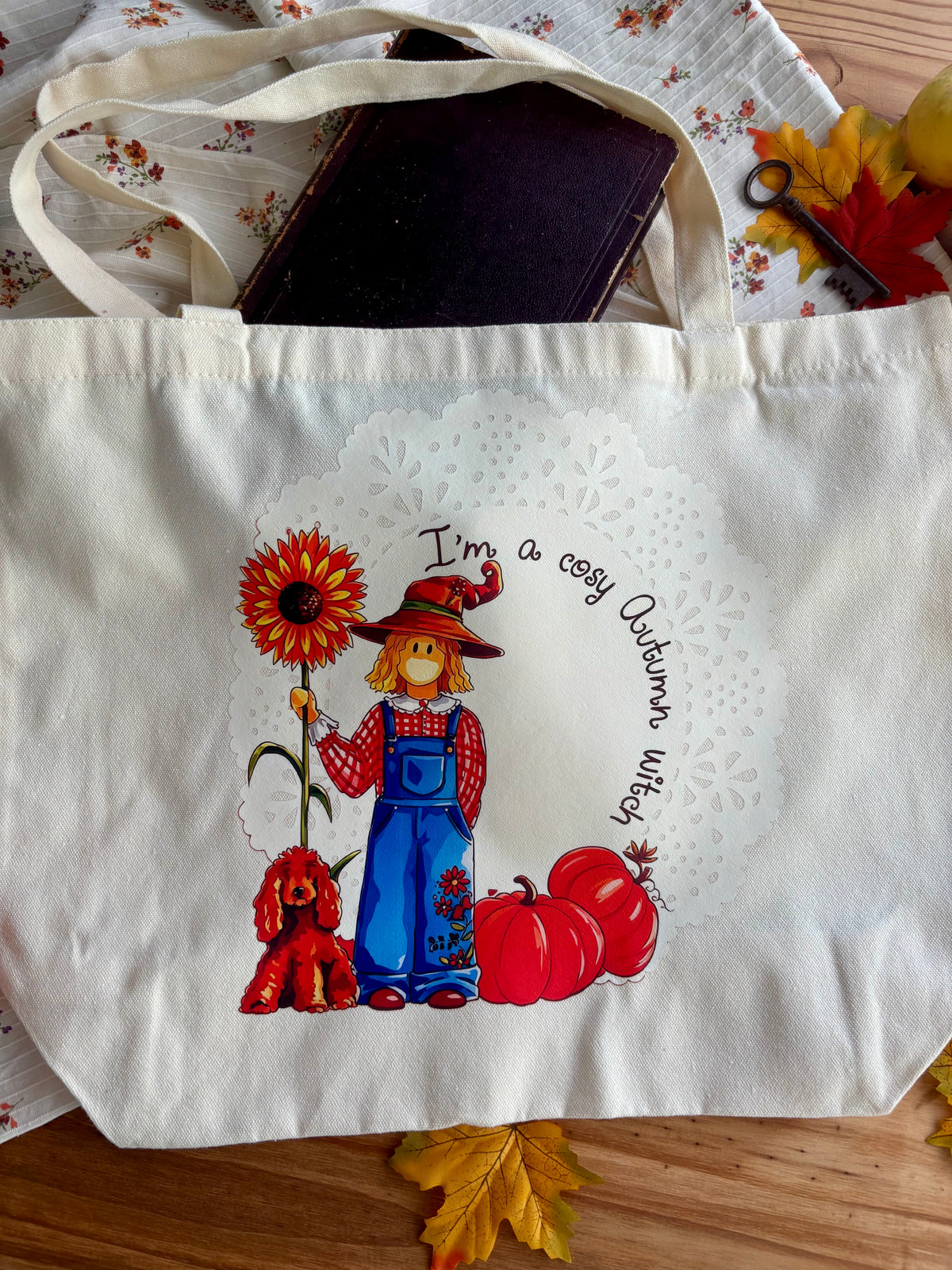Cabas en coton-A cosy Autumn witch
