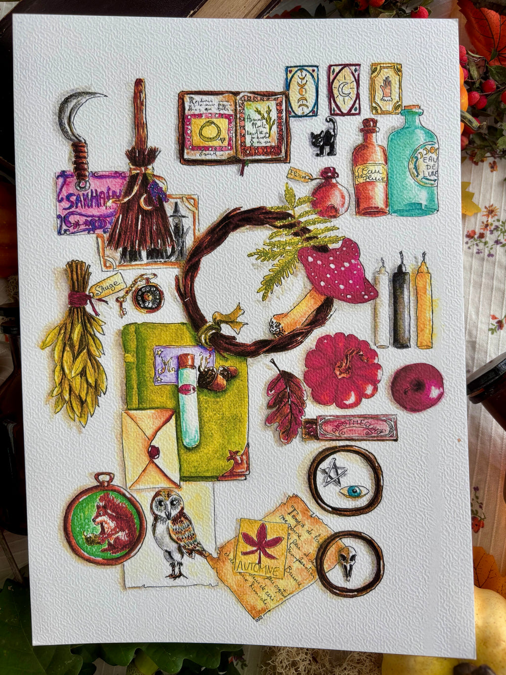 Illustration bureau de sorcière d’automne