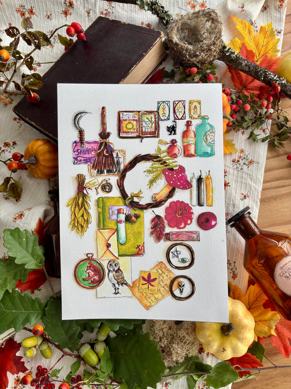 Illustration bureau de sorcière d’automne