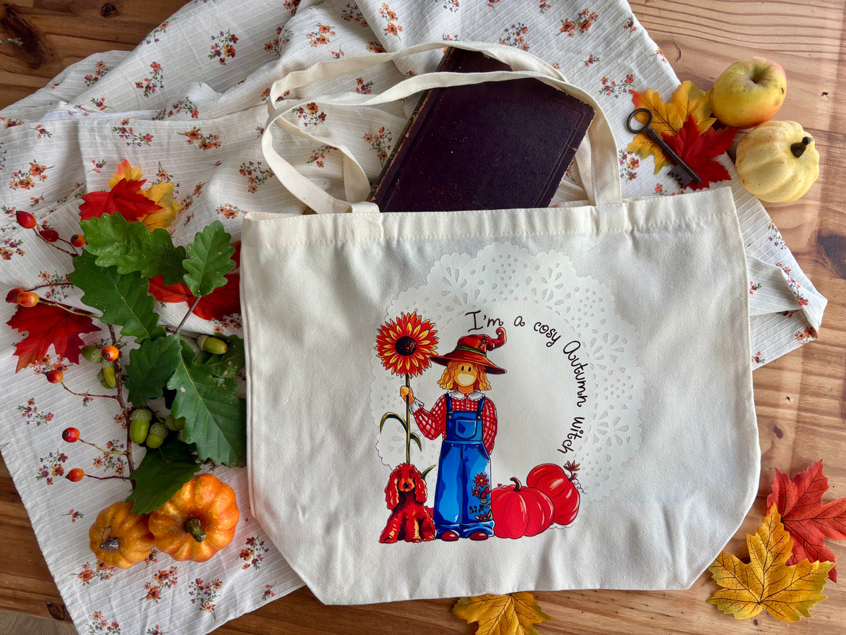 Cabas en coton-A cosy Autumn witch