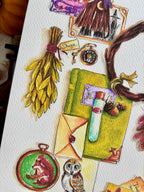 Illustration bureau de sorcière d’automne