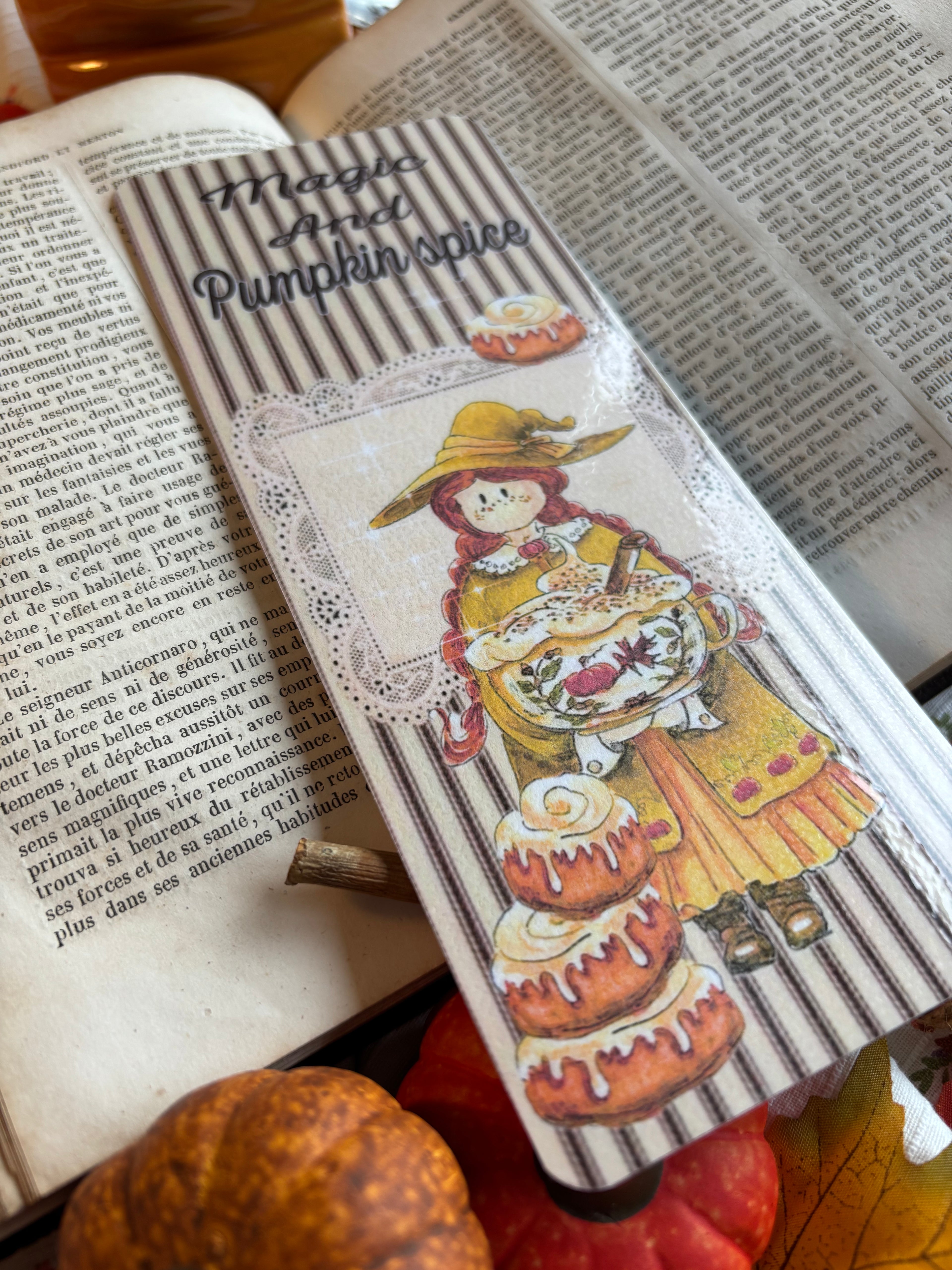 Marque-page illustré plastifié — magic and pumpkin spice 📚✨