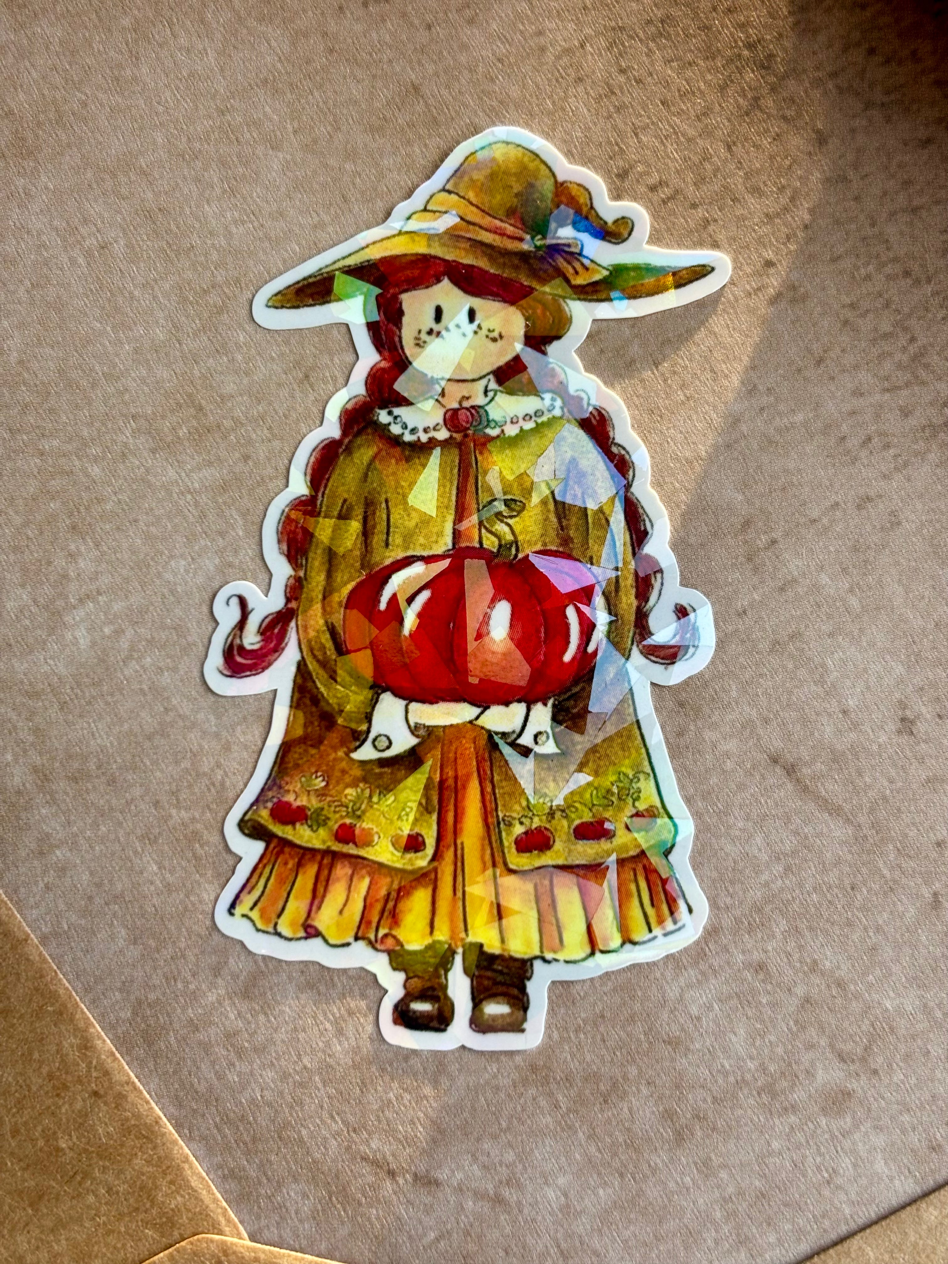 Planches de stickers holographique - une sorcière d’Halloween